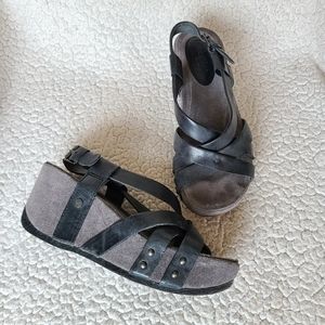Bussola - Formentera - black & grey leather sandals